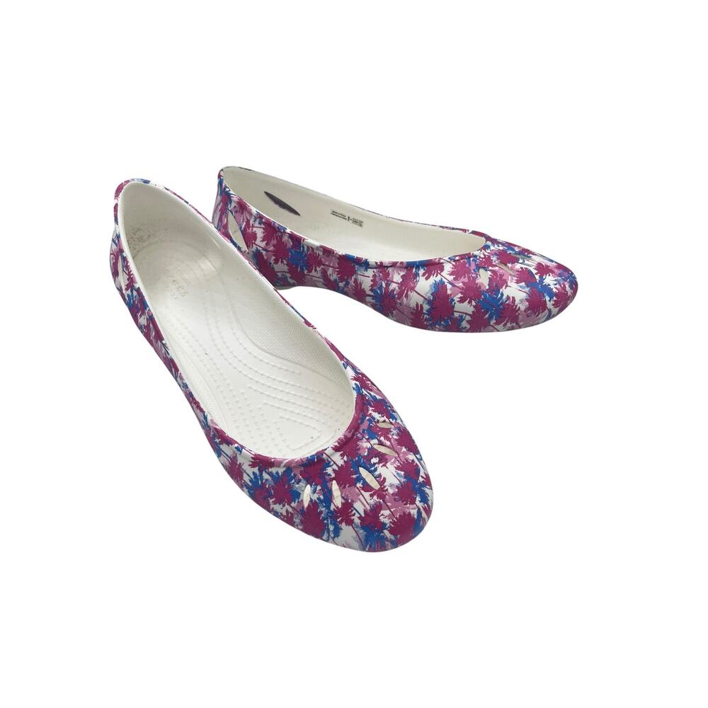 Crocs Pink Floral Slipon Flats Ballet Shoes 8 Soft Girl Whimsical